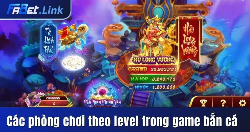 BẮN CÁ THẦN RỒNG FABET - TÌM HIỂU CÁCH CHƠI VÀ MẸO THẮNG LỚN 9 CÁC PHÒNG CHƠI THEO LEVEL TRONG GAME BẮN CÁ