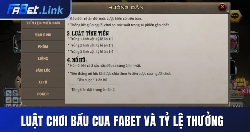 BẦU CUA FABET - SIÊU PHẨM CÁ CƯỢC DỄ CHƠI, DỄ THẮNG 9 LUẬT CHƠI BẦU CUA FABET VÀ TỶ LỆ THƯỞNG
