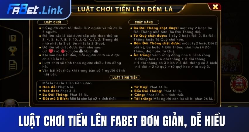 TIẾN LÊN FABET - TRẢI NGHIỆM CƯỢC NHẬN VỀ THƯỞNG LỚN 12 LUẬT CHƠI TIẾN LÊN FABET ĐƠN GIẢN, DỄ HIỂU